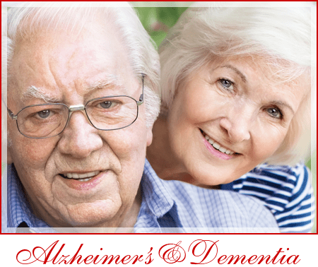 Go to the Alzheimer's and Dementia page; an old couple smiles at the camera
