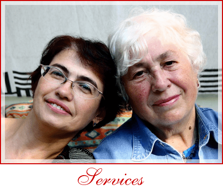 Go to the Services page; two older woman smile at the camera